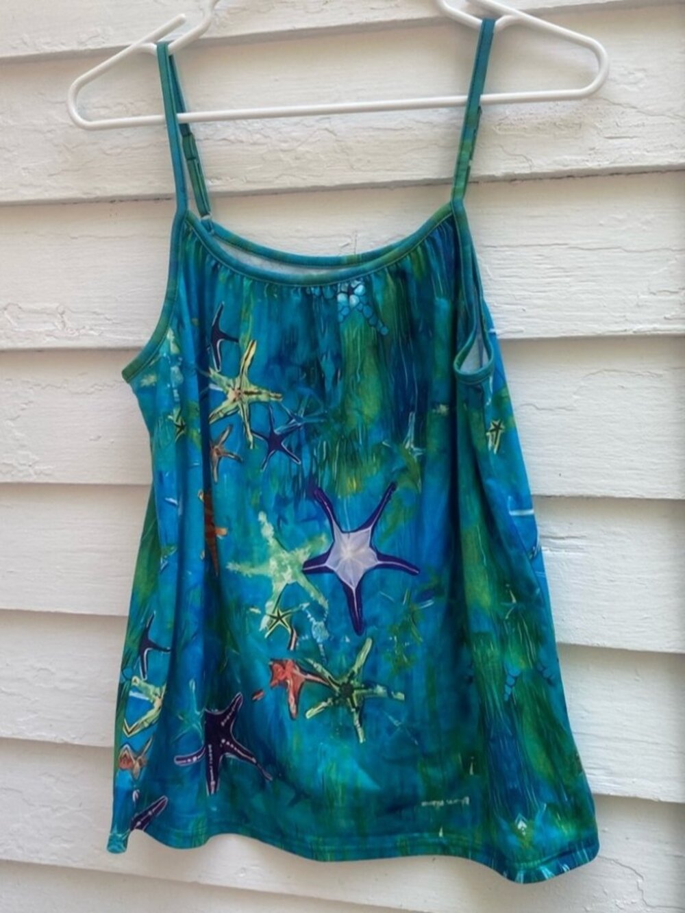 Blue-Green Starfish Print Camisole Top